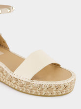 Valentino Garavani Light Ivory Leather Espadrille Sandals