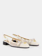 Valentino Garavani Ivory Kid Leather Slingback Flats