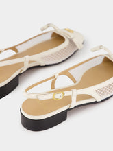 Valentino Garavani Ivory Kid Leather Slingback Flats