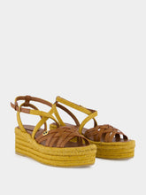 Valentino Garavani Gold and Brown Leather Flat Espadrilles