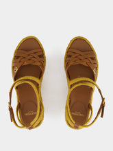 Valentino Garavani Gold and Brown Leather Flat Espadrilles
