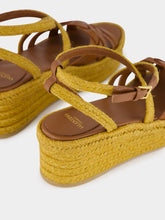 Valentino Garavani Gold and Brown Leather Flat Espadrilles