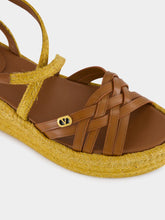 Valentino Garavani Gold and Brown Leather Flat Espadrilles