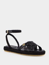 Valentino Garavani Black Leather Espadrille Sandals
