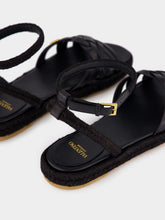 Valentino Garavani Black Leather Espadrille Sandals