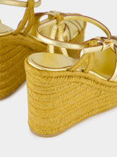 Valentino Garavani Gold Calf Leather Wedge Espadrilles