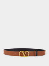 Valentino Garavani Black and Brown Reversible Calfskin VLogo Belt