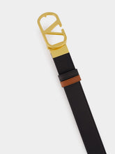 Valentino Garavani Black and Brown Reversible Calfskin VLogo Belt