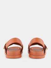Fendi Sienna Brown Leather Slides with FF Buckles