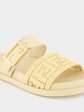 Fendi Beige Feel Mesh Raffia FF Slides