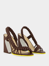 Fendi Brown Arco Braided Leather Sandals