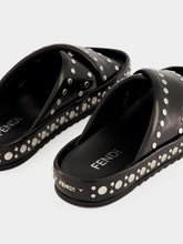 Fendi Black Double Studded Leather Slides