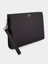 Valentino Garavani Black Leather Valentino Garavani Pouch