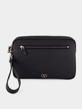 Valentino Garavani Black Calf Leather Wrist Pouch