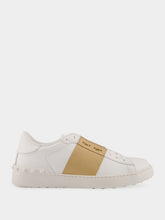 Valentino Garavani White and Beige Calfskin Open Sneaker
