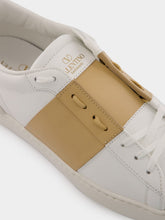 Valentino Garavani White and Beige Calfskin Open Sneaker