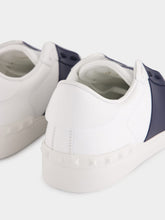Valentino Garavani White and Blue Calfskin Open Sneaker