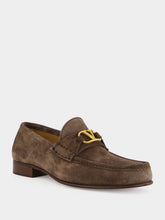 Valentino Garavani Brown VLogo Suede Loafers