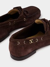 Valentino Garavani Brown Suede Palm Avenue Loafers
