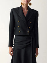 Zimmermann Black Clash Cropped Wool-Silk Blazer