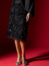 Gucci Black Sequin Embroidered Lace Skirt