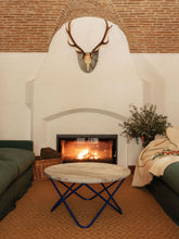 House of Capricorn Evoramonte Marble and Blue Metal Coffee Table