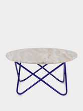 House of Capricorn Evoramonte Marble and Blue Metal Coffee Table