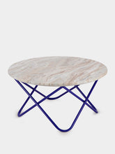 House of Capricorn Evoramonte Marble and Blue Metal Coffee Table