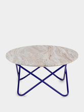 House of Capricorn Evoramonte Marble and Blue Metal Coffee Table