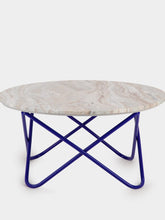 House of Capricorn Evoramonte Marble and Blue Metal Coffee Table