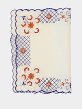 House of Capricorn Hand-Embroidered Funchal Ecru Linen Multicoloured Embroidery Placemat