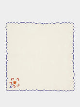 House of Capricorn Hand-Embroidered Funchal Ecru Linen with Multicoloured Embroidery Napkin