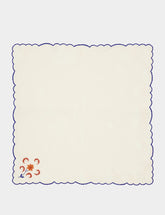 House of Capricorn Hand-Embroidered Funchal Ecru Linen with Multicoloured Embroidery Napkin