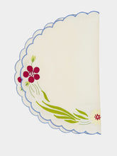 House of Capricorn Hand-Embroidered Machico Ecru Linen with Multicoloured Embroidery Placemat