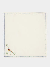 House of Capricorn Hand-Embroidered Santa Cruz Ecru Linen with Multicoloured Embroidery Napkin