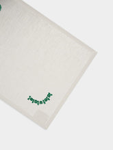 House of Capricorn Hand-Embroidered Teresa White Linen with Green Embroidery Placemat