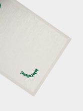 House of Capricorn Hand-Embroidered Teresa White Linen with Green Embroidery Placemat