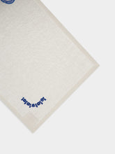 House of Capricorn Hand-Embroidered Teresa White Linen with Blue Embroidery Placemat