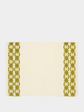House of Capricorn Handmade Isabel Natural and Green Cotton and Linen Placemat