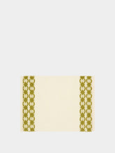 House of Capricorn Handmade Isabel Natural and Green Cotton and Linen Placemat
