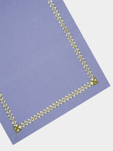 House of Capricorn Hand-Embroidered Maria Blue Linen with Green Embroidery Placemat