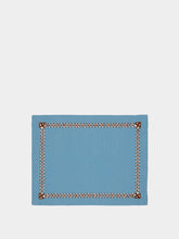 House of Capricorn Hand-Embroidered Maria Turquoise Linen with Brown Embroidery Placemat