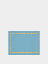House of Capricorn Hand-Embroidered Maria Turquoise and Yellow Embroidery Placemat