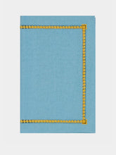 House of Capricorn Hand-Embroidered Maria Turquoise and Yellow Embroidery Placemat