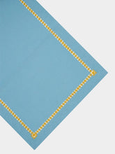 House of Capricorn Hand-Embroidered Maria Turquoise and Yellow Embroidery Placemat