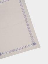 House of Capricorn Hand-Embroidered Maria Ice Blue Linen with Blue Embroidery Placemat