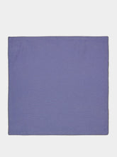 House of Capricorn Hand-Embroidered Maria Blue Linen with Green Embroidery Napkin