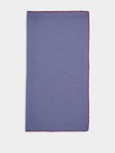 House of Capricorn Hand-Embroidered Maria Blue Linen with Red Embroidery Napkin