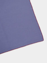 House of Capricorn Hand-Embroidered Maria Blue Linen with Red Embroidery Napkin