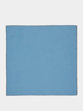 House of Capricorn Hand-Embroidered Maria Turquoise Linen with Brown Embroidery Napkin